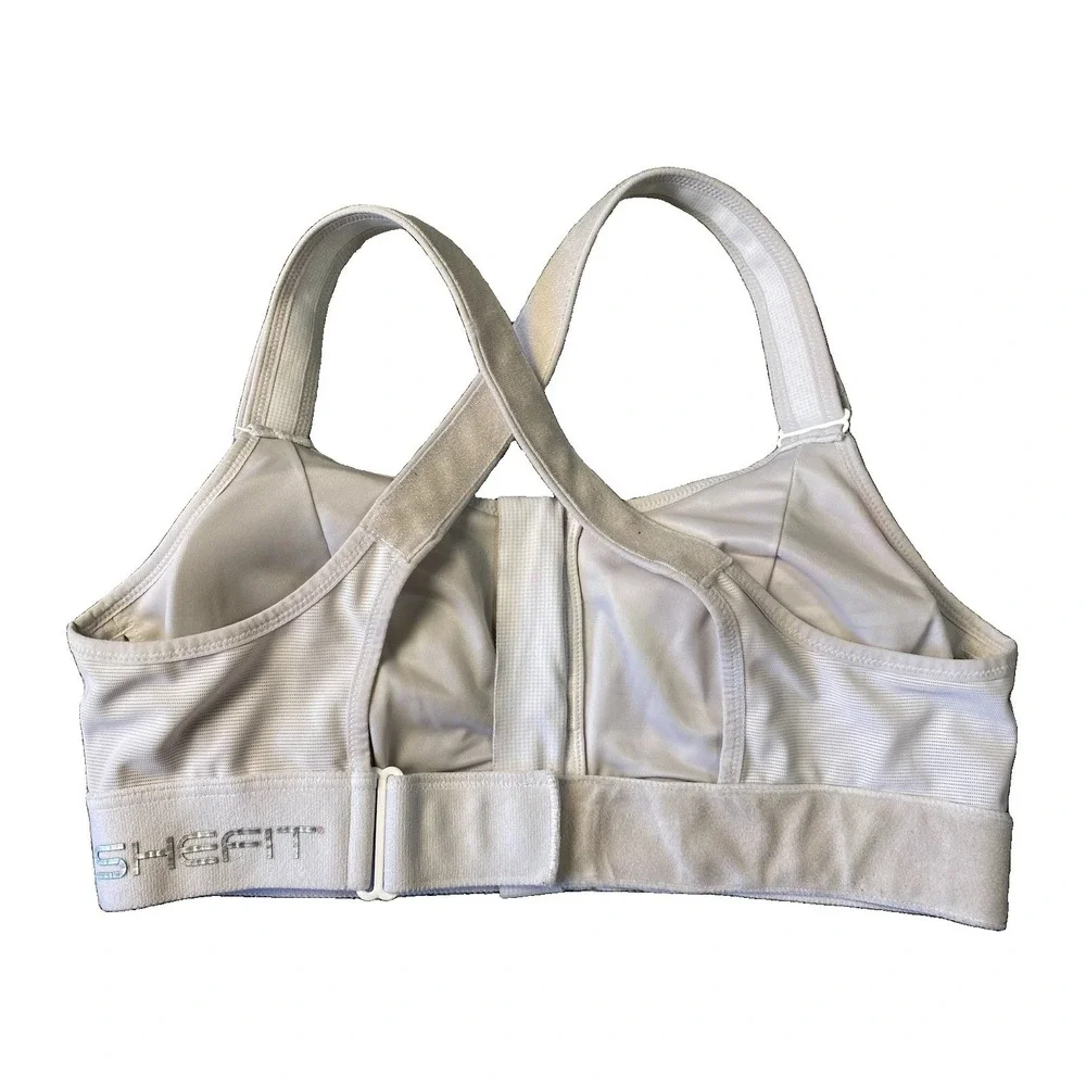 SHEFIT Ultimate White High Impact Medium Support Sports Bra Athletic Adjustable